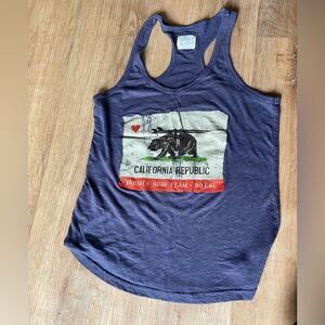 California Republic by Relax Blue Racerback Tank L